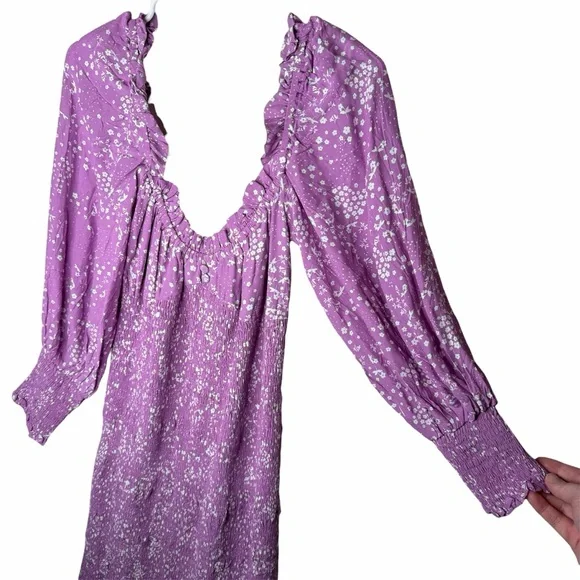 Faithfull The Brand Gombardy Mini Dress in Stevie Floral Size XL / US 10 Purple - Picture 10 of 14